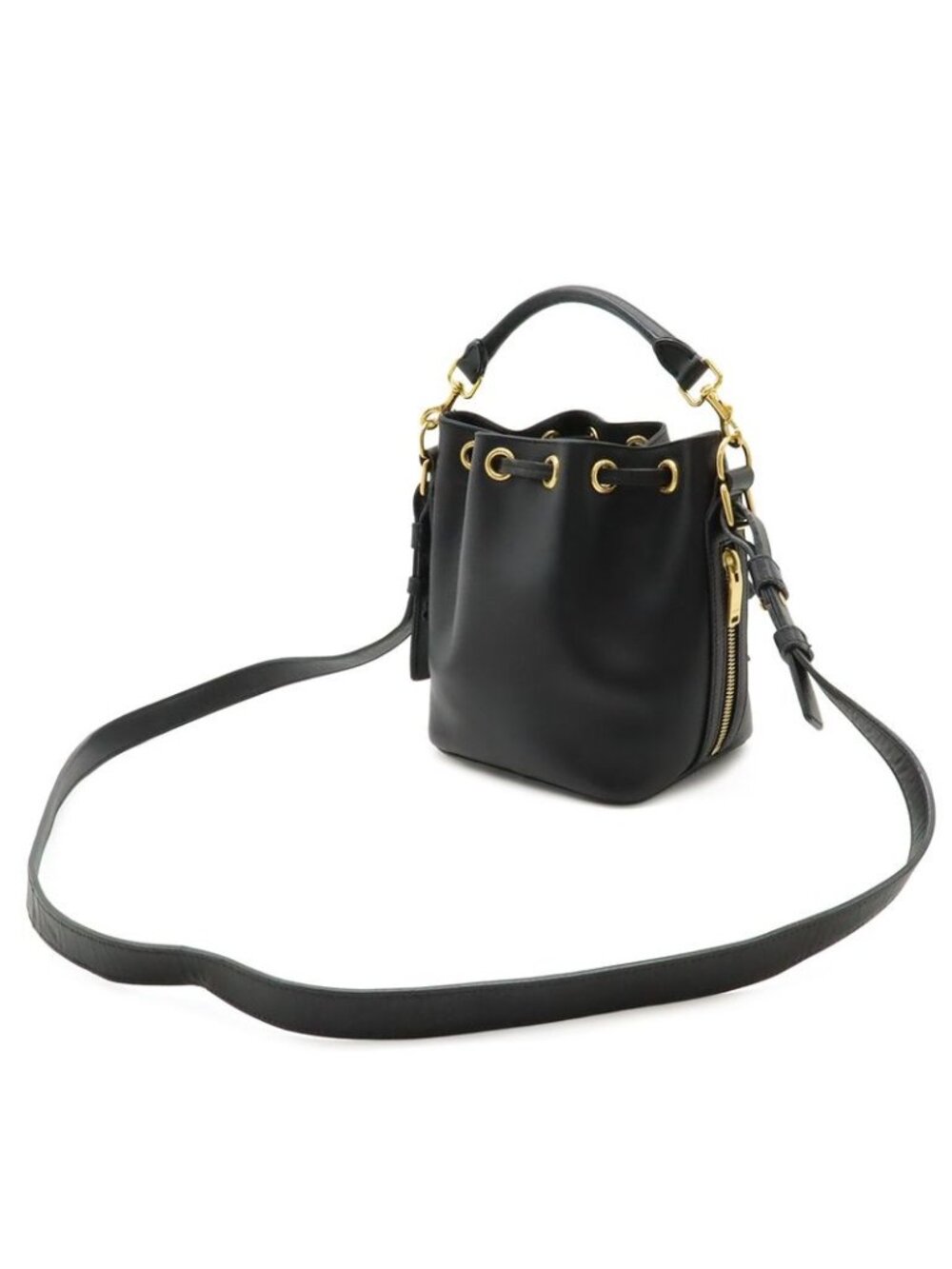 Saint Laurent Paris YSL Yves Emmanuel Bucket Bag 2-Way Shoulder Leather Black - Picture 2 of 9
